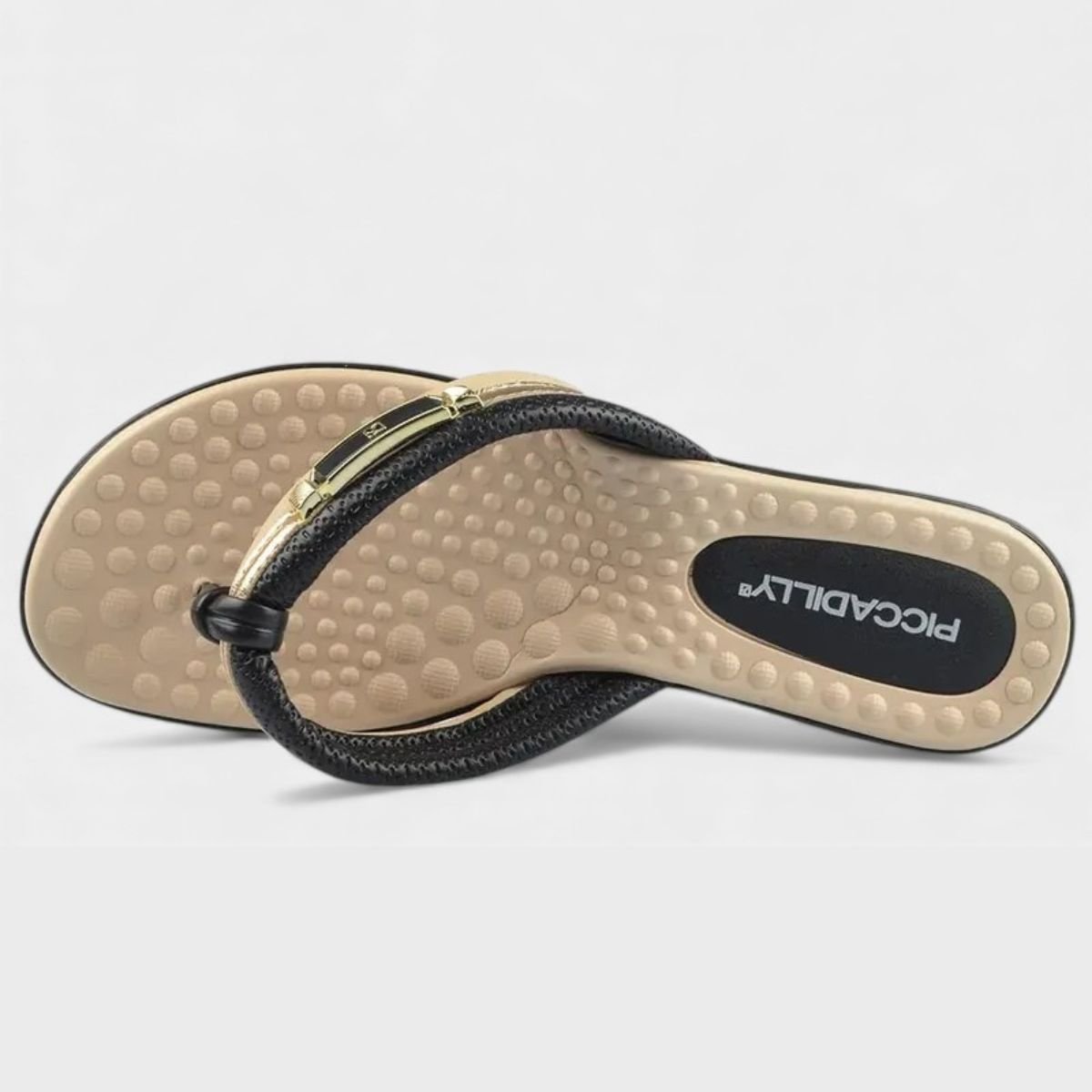 Chinelo Anabela Piccadilly Detalhe Feminino - Preto e Bege Preto 3