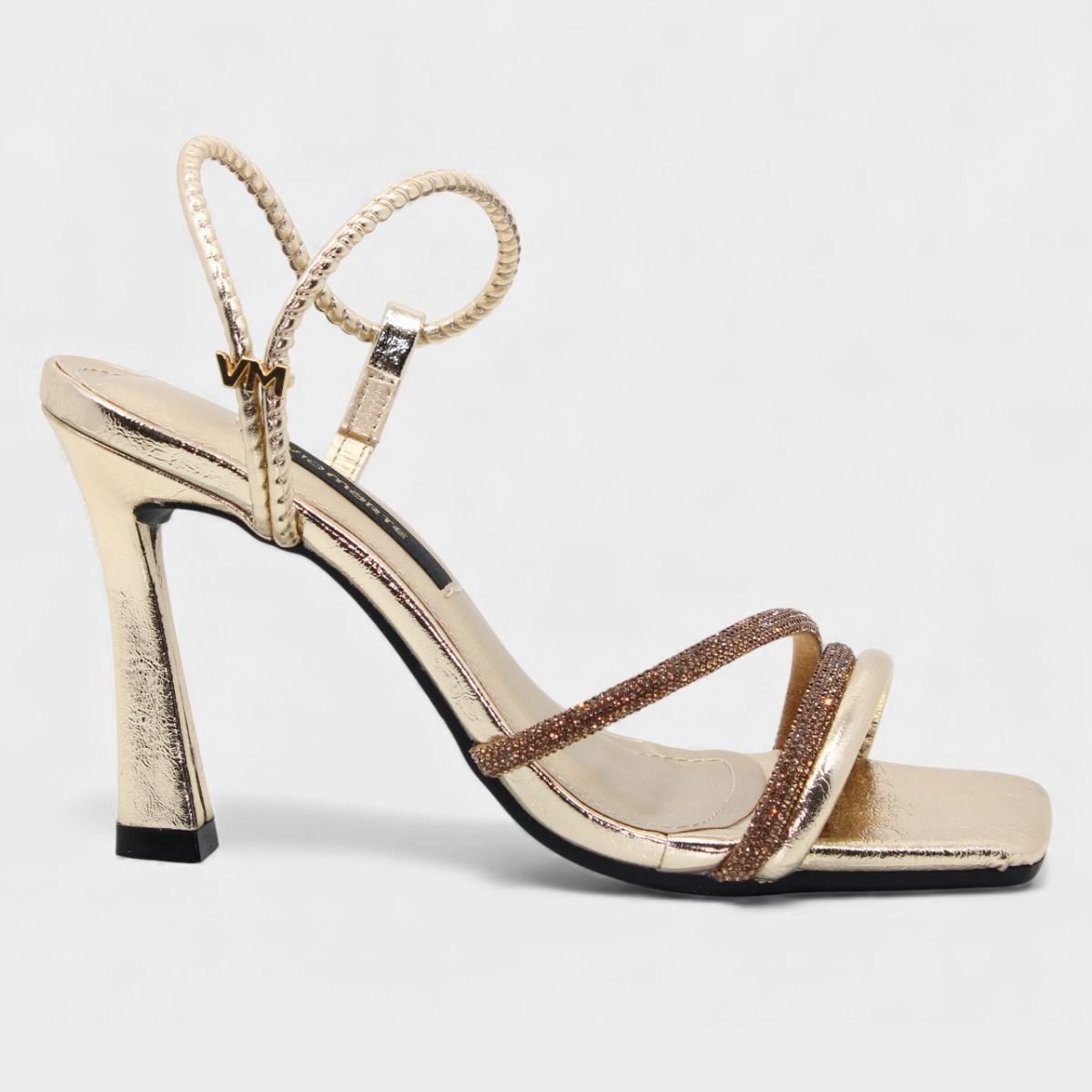 Sandália Via Marte Strass Aberta Feminina - Dourado Dourado 2