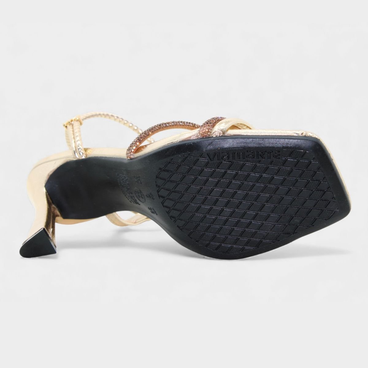 Sandália Via Marte Strass Aberta Feminina - Dourado Dourado 5