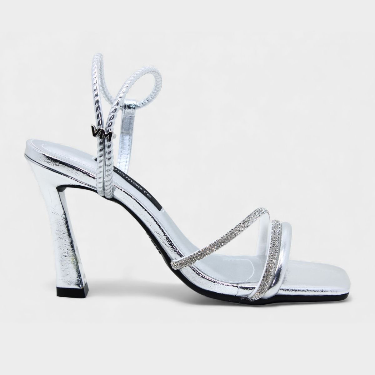 Sandália Via Marte Strass Aberta Feminina - Prata Prata 2