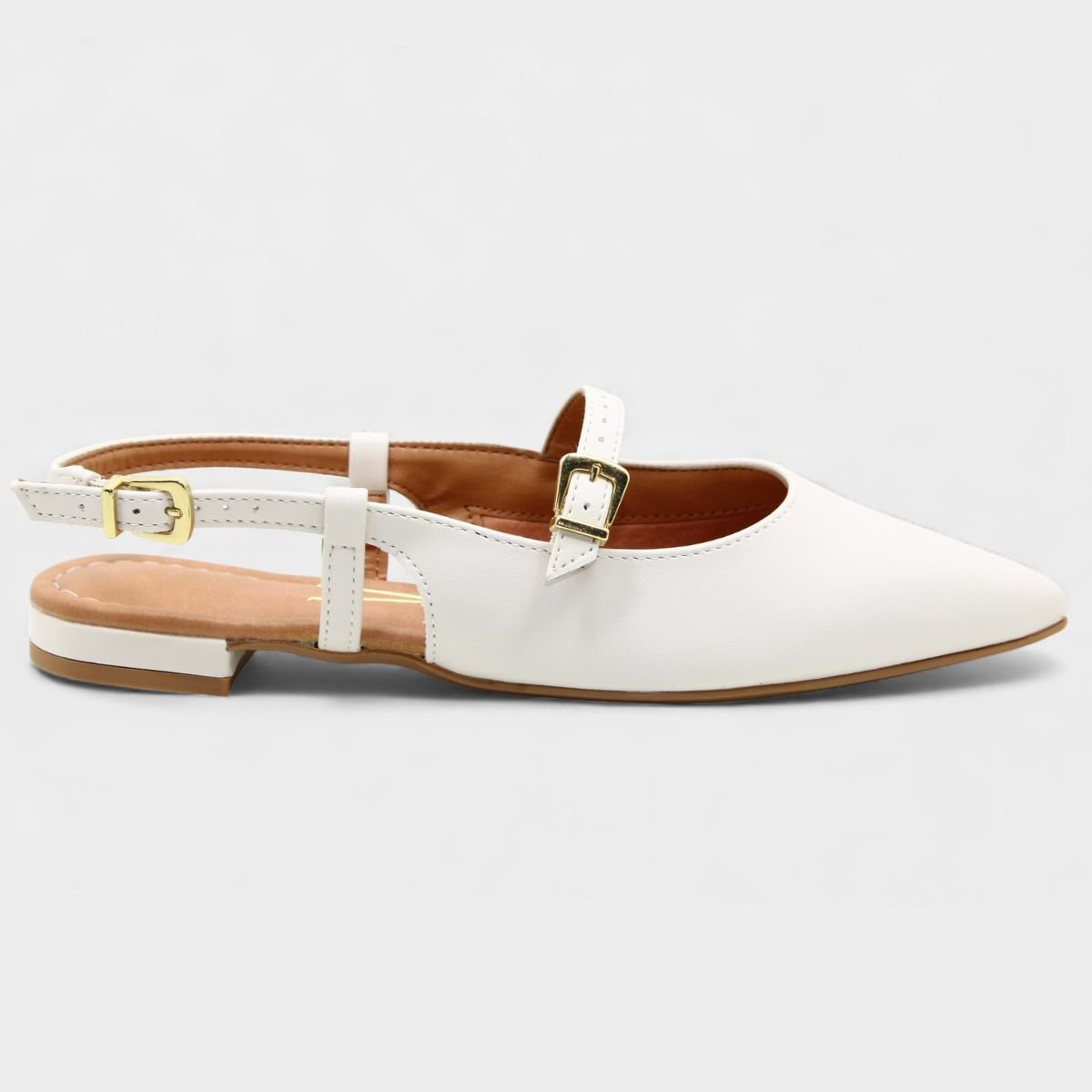 Sandália Vizzano Salto baixo Bico Fino Feminino - Off White Branco 2