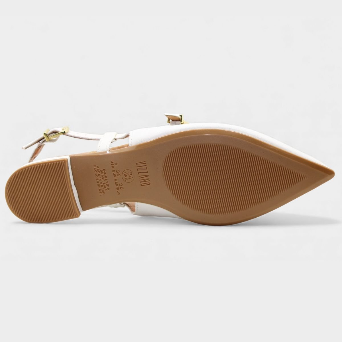 Sandália Vizzano Salto baixo Bico Fino Feminino - Off White Branco 5