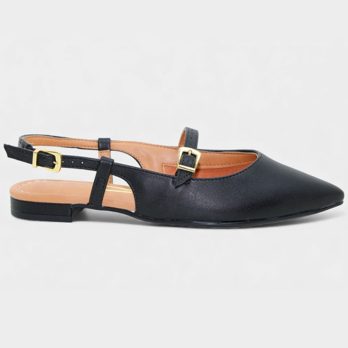 Sandália Vizzano Salto Baixo Bico Fino Feminino - Preto Preto 2