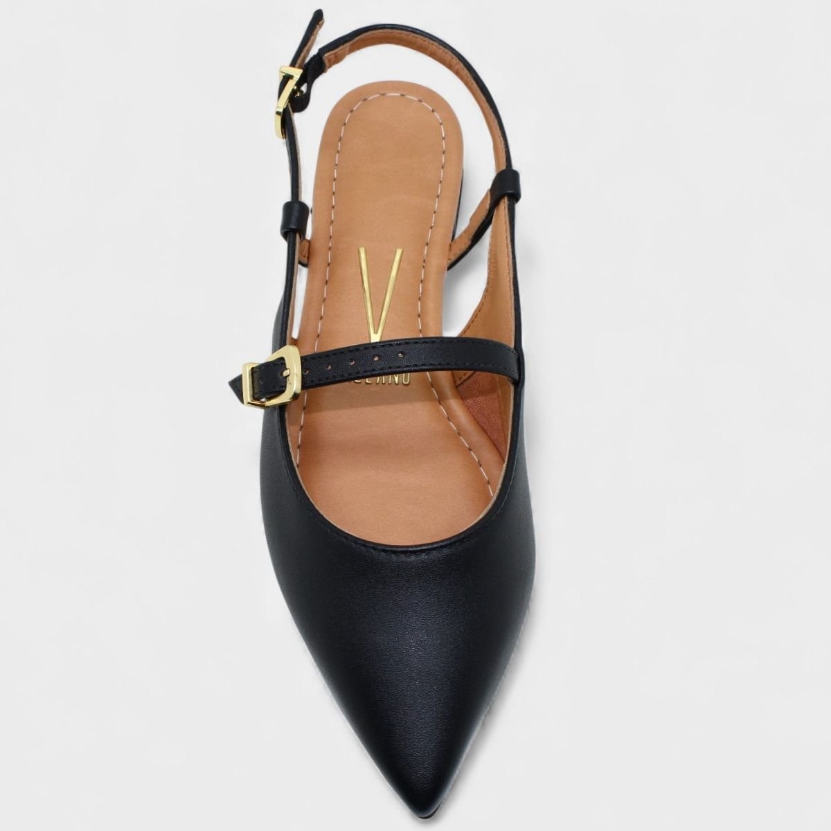 Sandália Vizzano Salto Baixo Bico Fino Feminino - Preto Preto 3