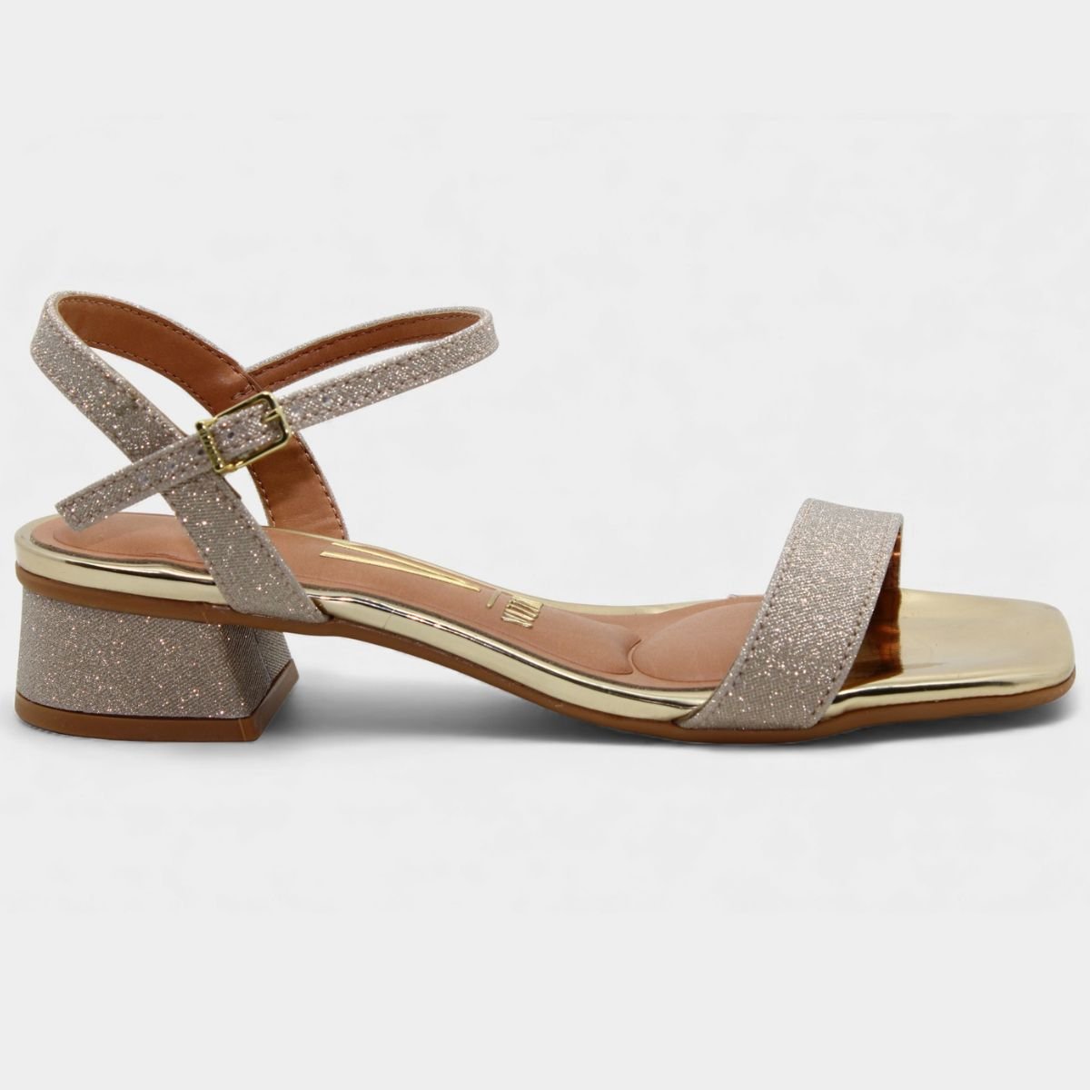 Sandália Vizzano Salto Baixo Glitter Feminina - Dourado Rosé 2
