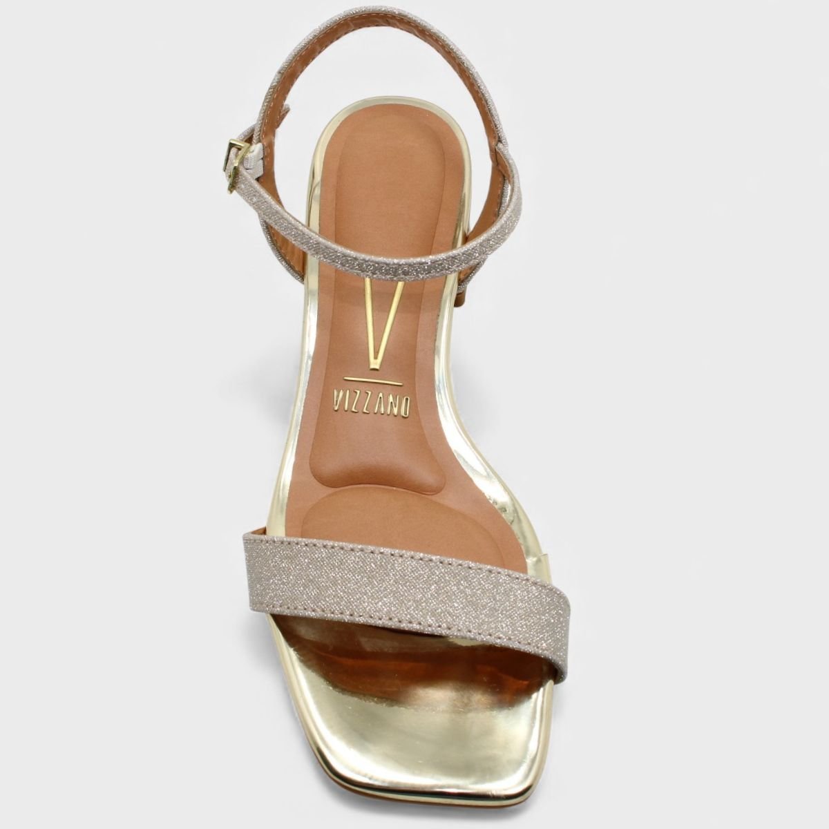 Sandália Vizzano Salto Baixo Glitter Feminina - Dourado Rosé 3