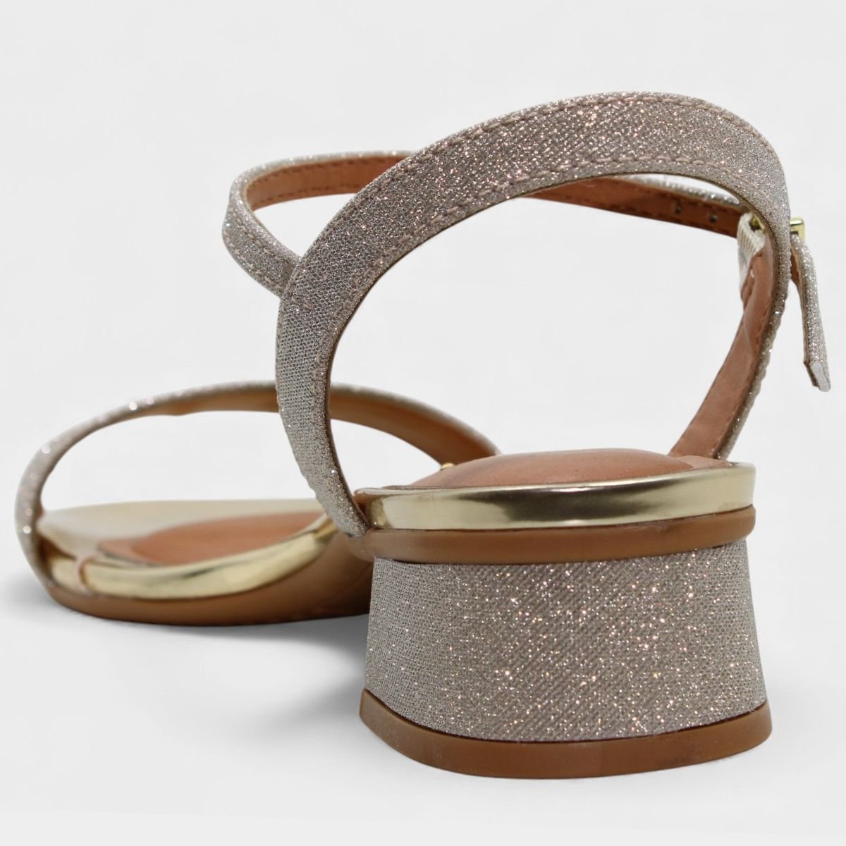 Sandália Vizzano Salto Baixo Glitter Feminina - Dourado Rosé 4