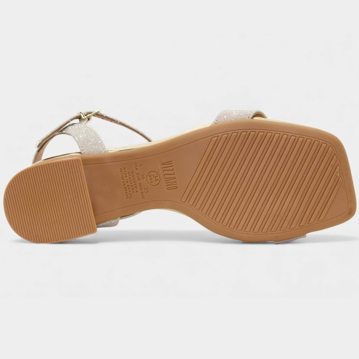 Sandália Vizzano Salto Baixo Glitter Feminina - Dourado Rosé 5