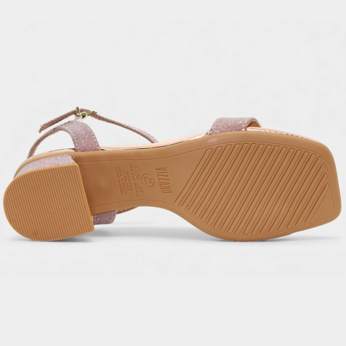 Sandália Vizzano Salto Baixo Glitter Feminina - Rosê Rosé 5