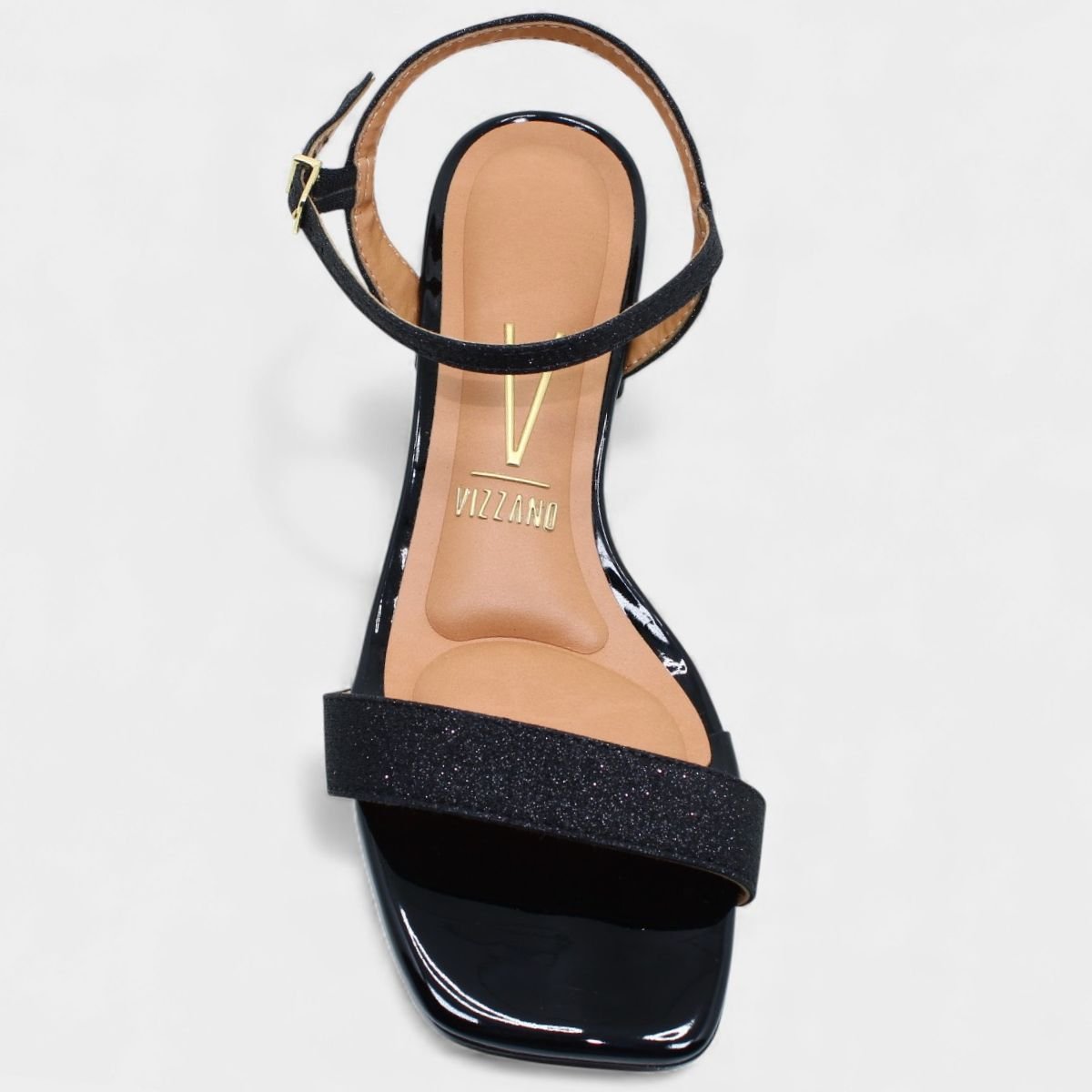 Sandália Vizzano Salto Baixo Glitter Feminina - Preto Preto 3