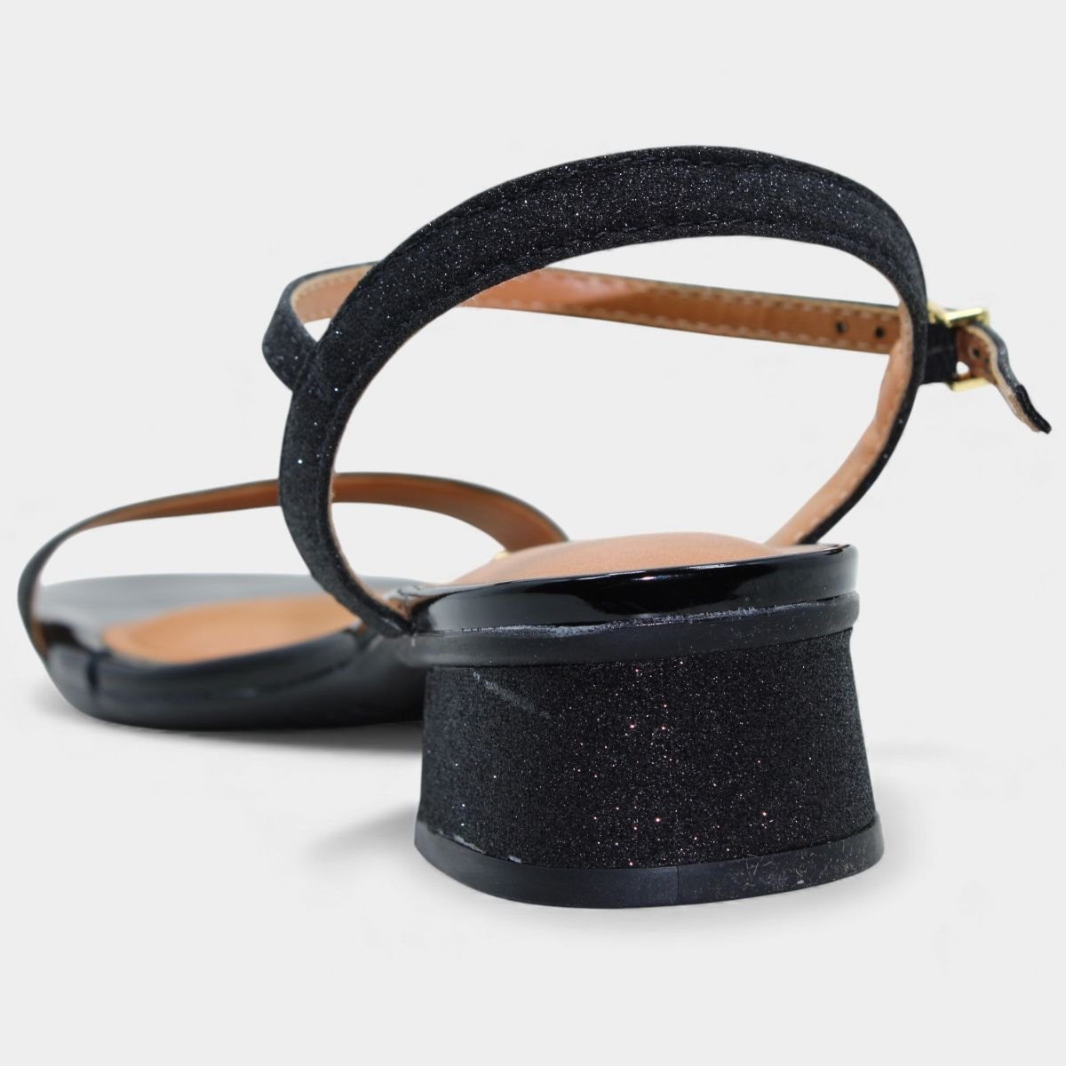 Sandália Vizzano Salto Baixo Glitter Feminina - Preto Preto 4