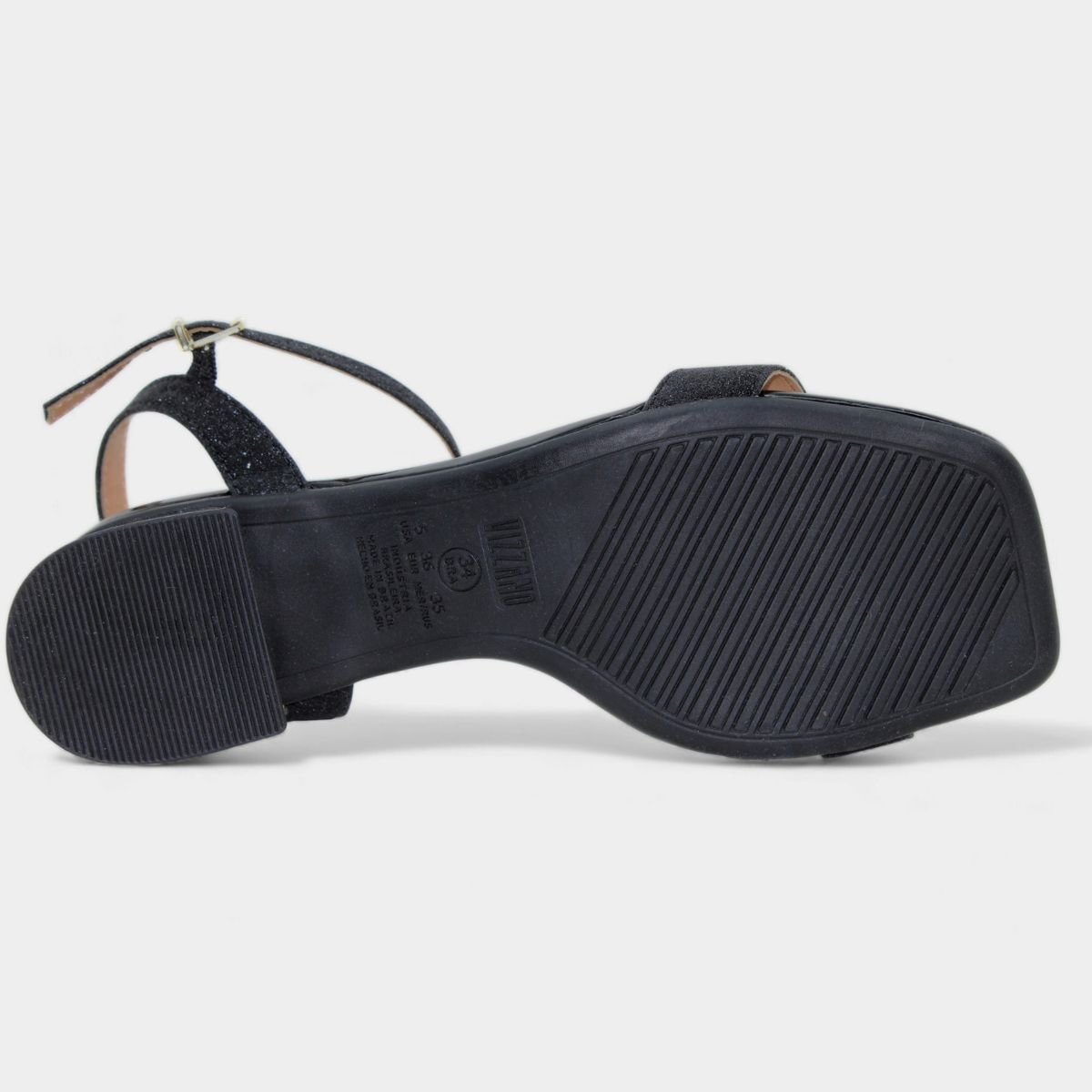 Sandália Vizzano Salto Baixo Glitter Feminina - Preto Preto 5