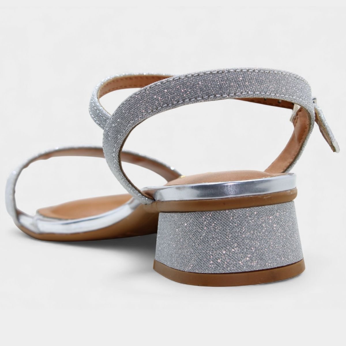 Sandália Vizzano Salto Baixo Glitter Feminina - Prata Prata 4