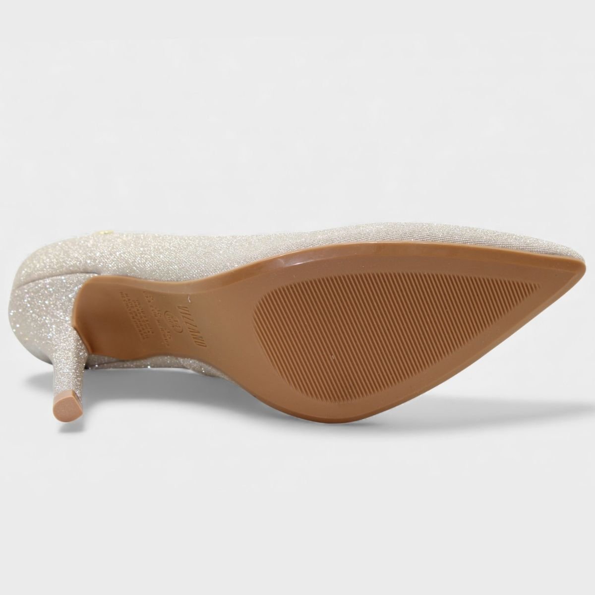 Scarpin Vizzano Gliter Salto Alto Bico Fino - Dourado Bege 5