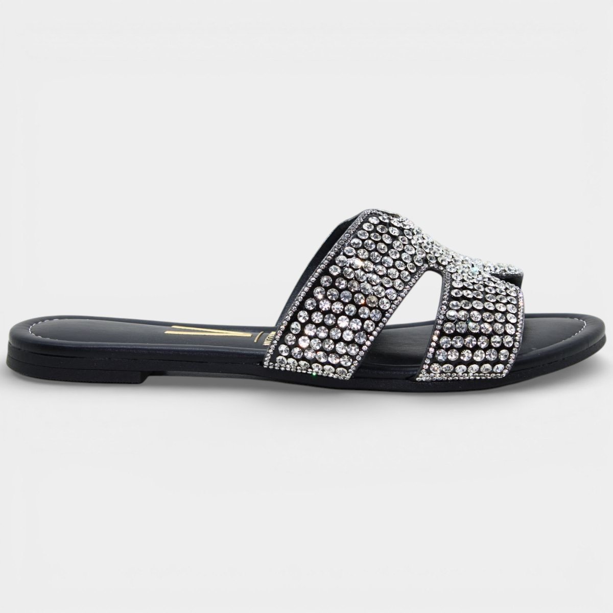 Rasteira Vizzano H Strass Feminina - Preto Prata 2