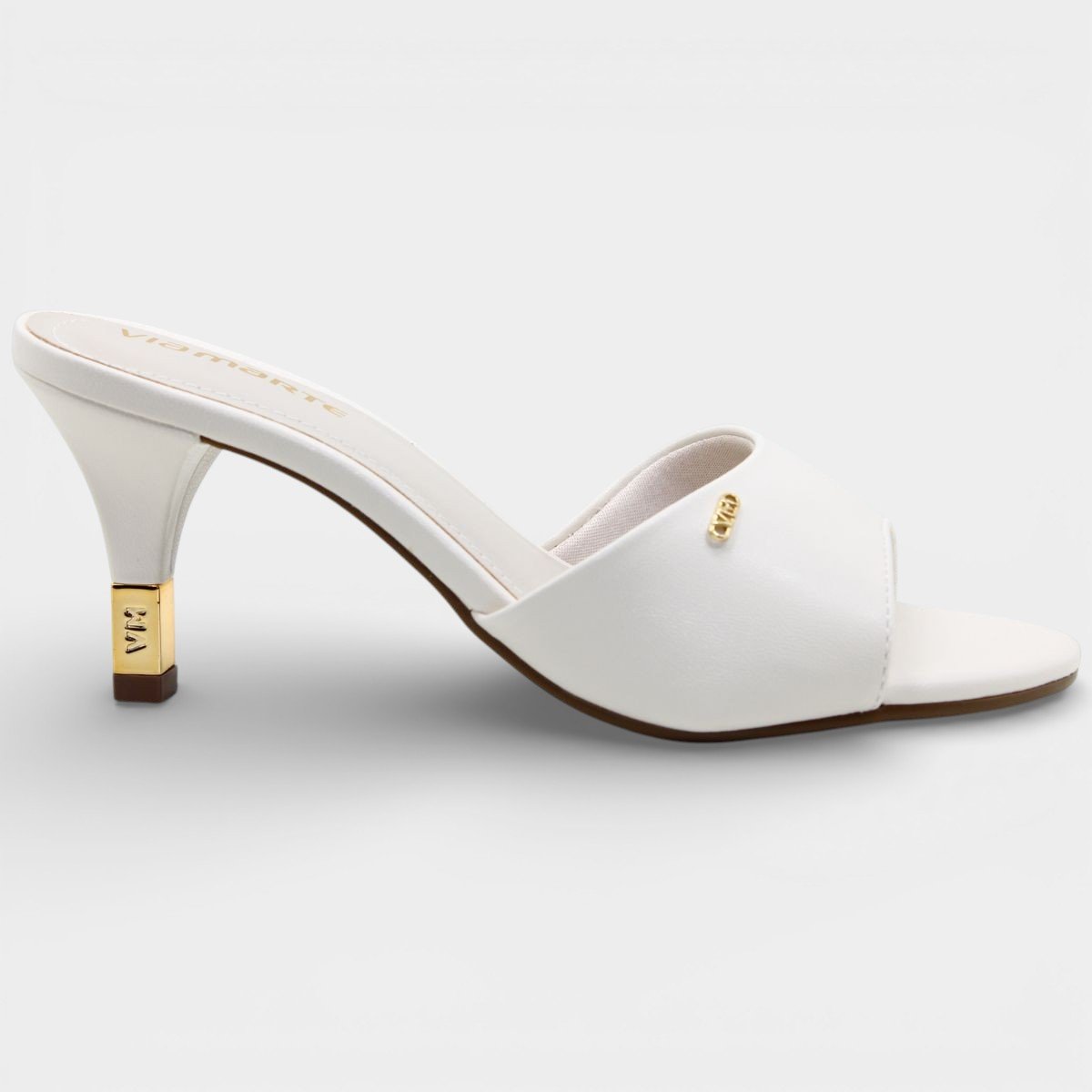 Tamanco Via Marte Salto Fino Detalhe Feminino - Branco Branco 2
