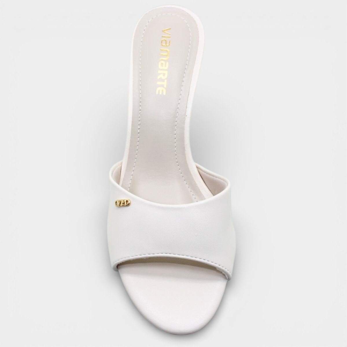 Tamanco Via Marte Salto Fino Detalhe Feminino - Branco Branco 3