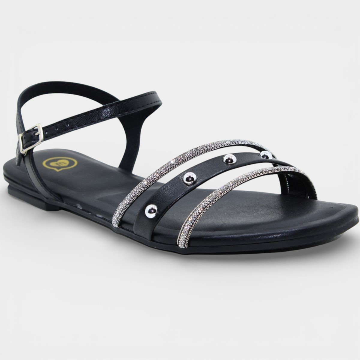 Sandália Infantil Molekinha Strass Apliques Menina - Preto Preto 5