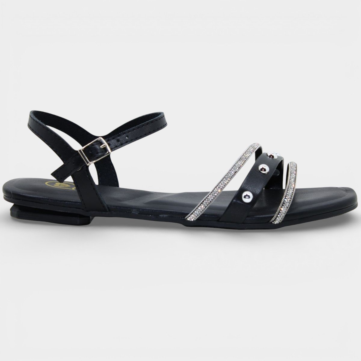 Sandália Infantil Molekinha Strass Apliques Menina - Preto