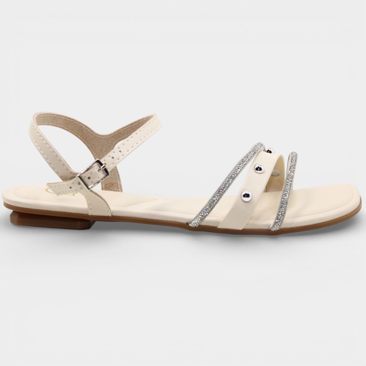 Sandália Infantil Molekinha Strass Apliques Menina - Creme Bege 2