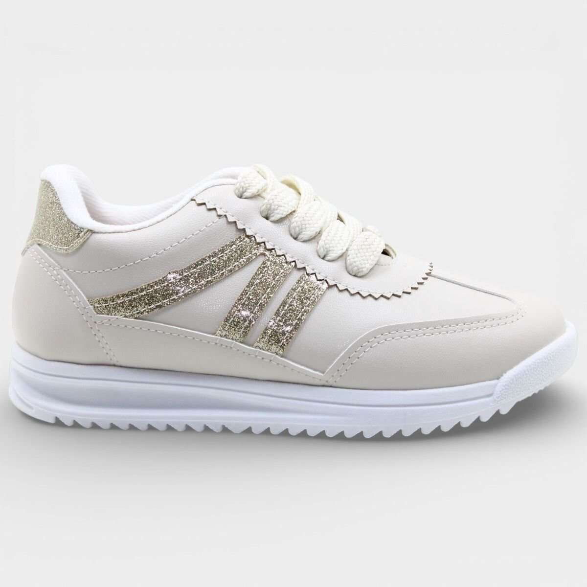 Tênis Molekinha Infantil Menina - Off White e Dourado Branco 2