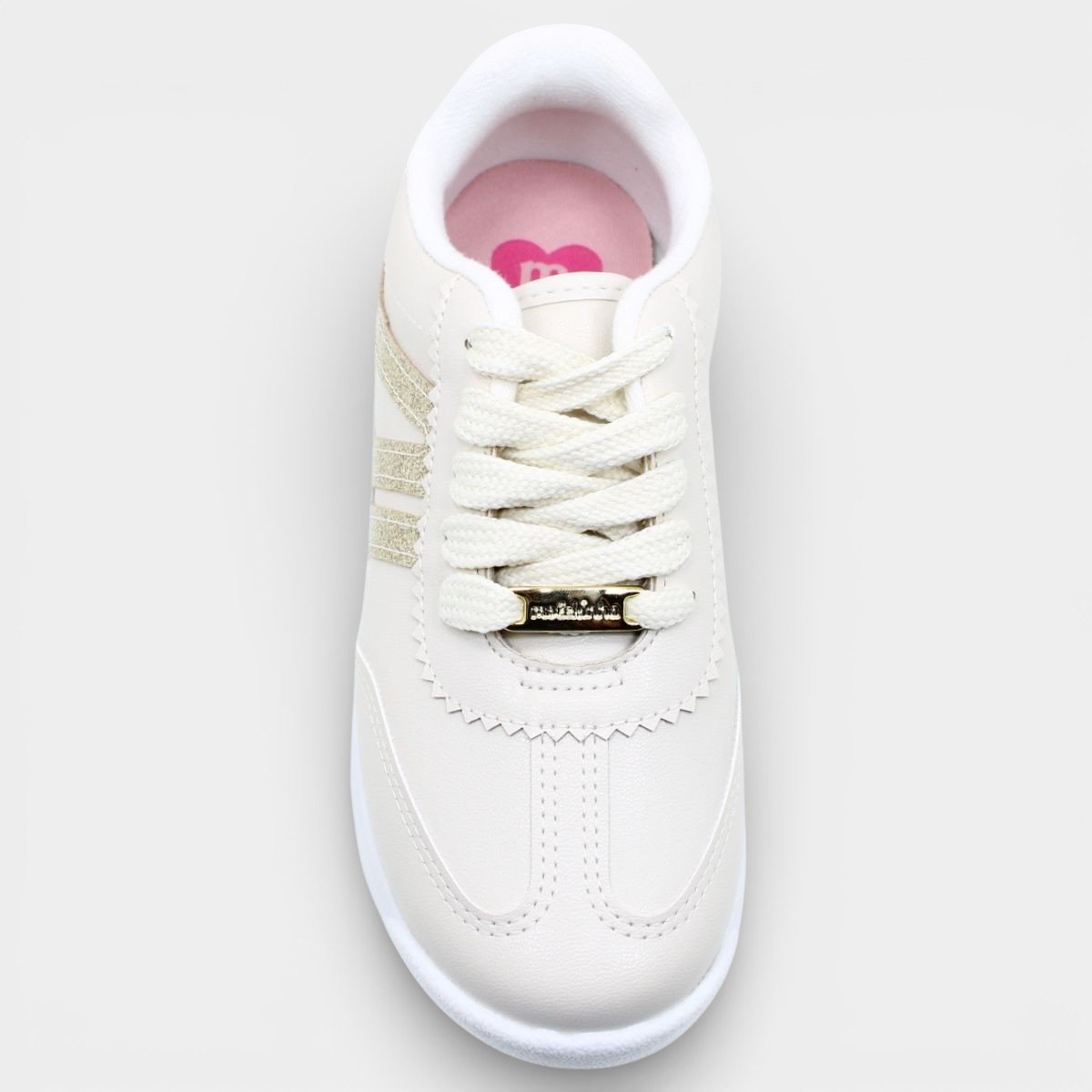 Tênis Molekinha Infantil Menina - Off White e Dourado Branco 3