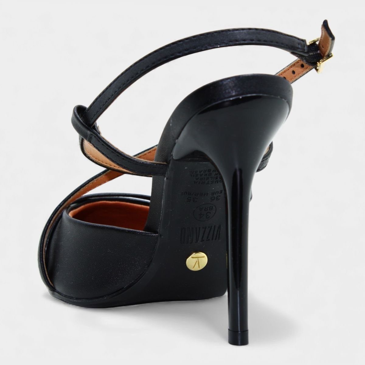 Scarpin Vizzano Salto Alto Tiras Cruzadas Feminino - Preto Preto 4