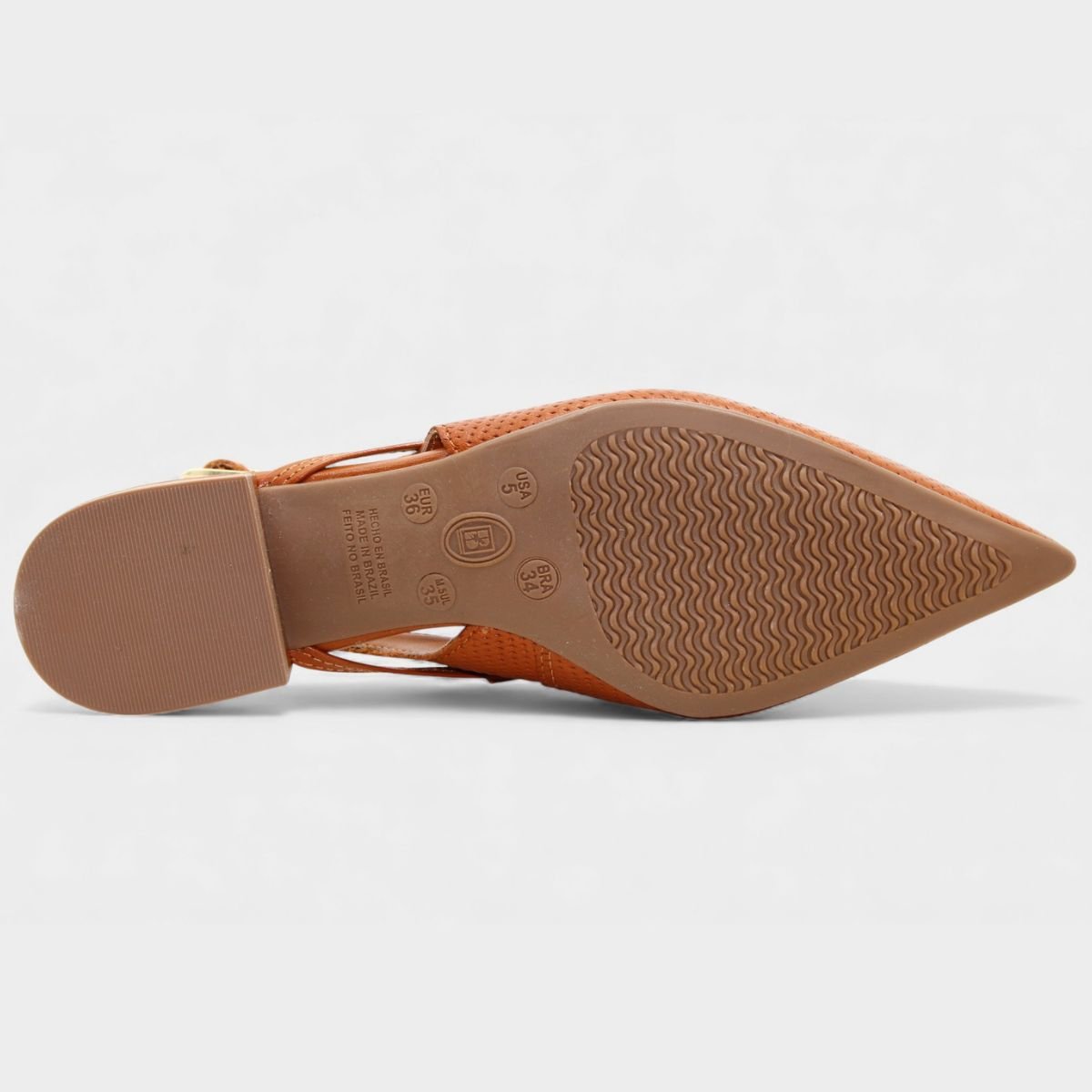 Scarpin Couro Bottero Tressê Salto Baixo Feminino - Caramelo Marrom 5