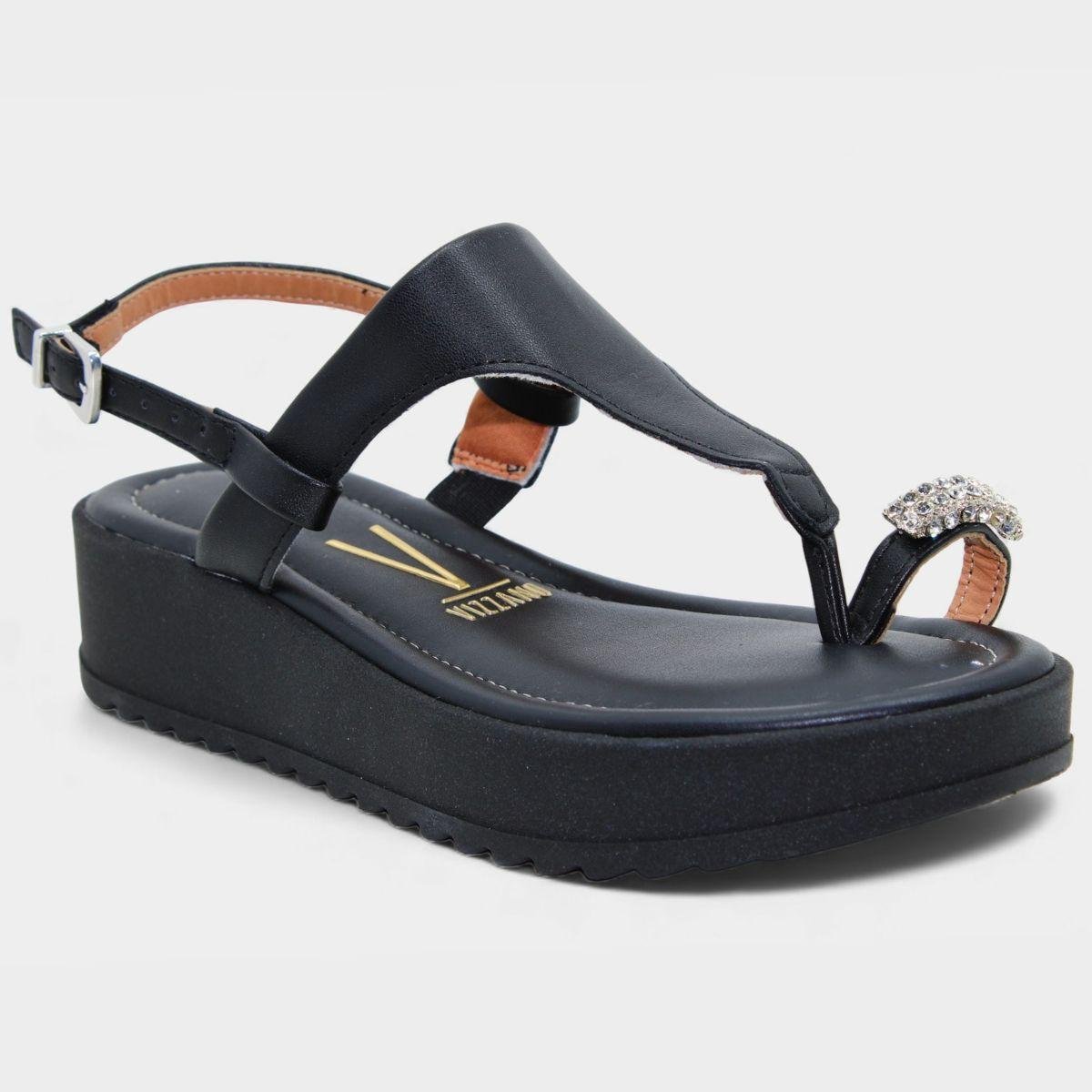 Sandália Vizzano Anabela Strass Feminina - Preto