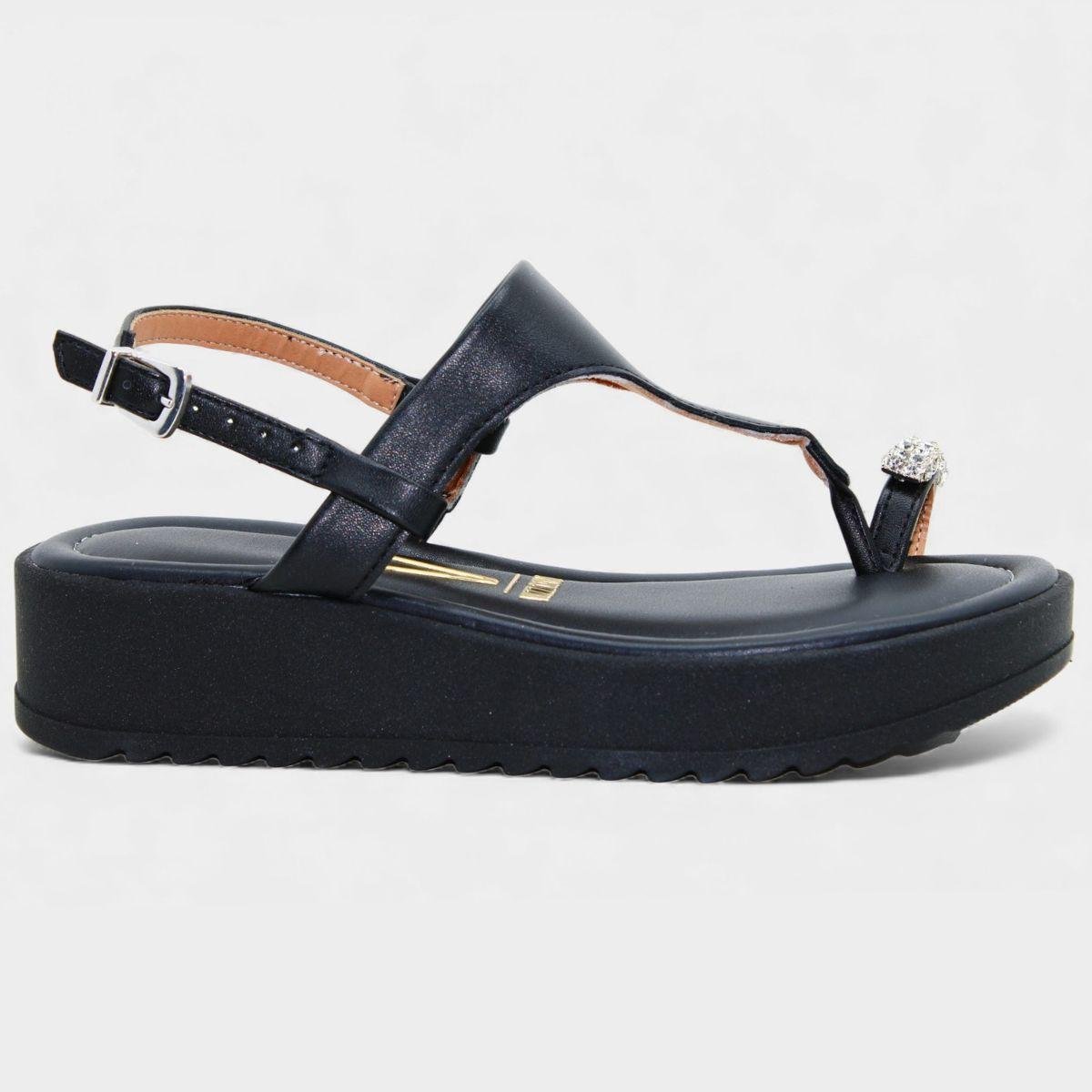 Sandália Vizzano Anabela Strass Feminina - Preto Preto 2