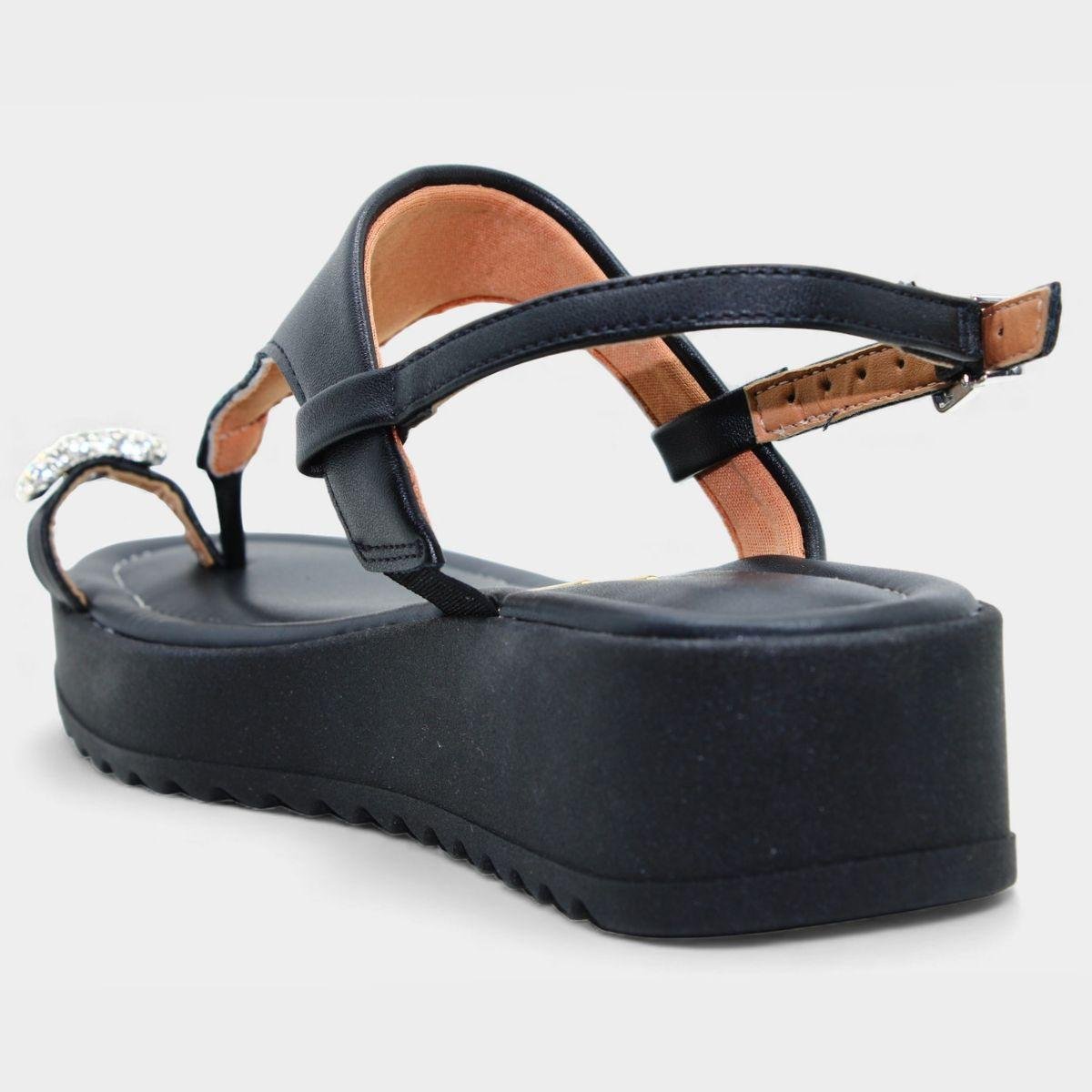 Sandália Vizzano Anabela Strass Feminina - Preto Preto 4