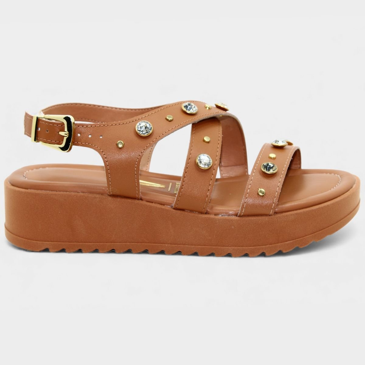 Papete Vizzano Plataforma Apliques Feminina - Caramelo Marrom 2