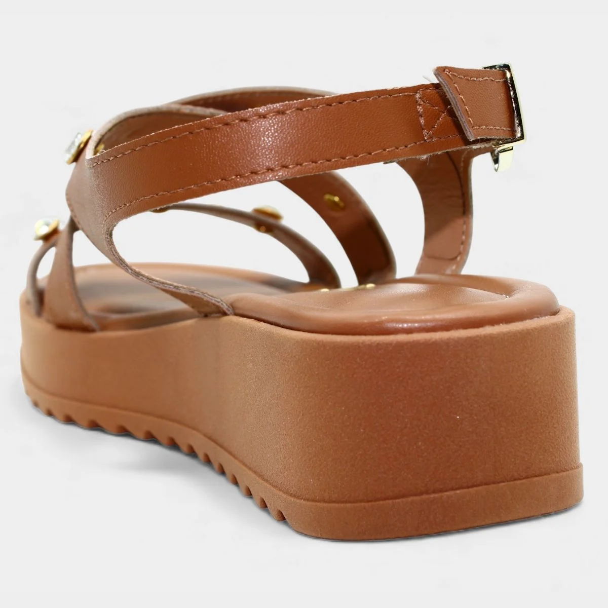 Papete Vizzano Plataforma Apliques Feminina - Caramelo Marrom 4