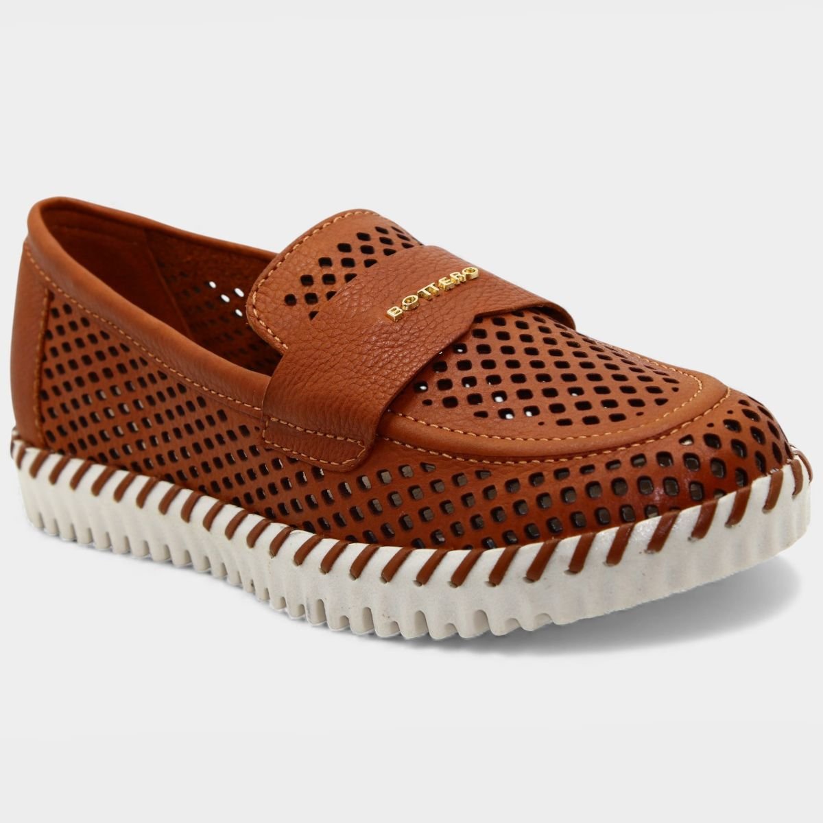 Mocassim Bottero Couro Bottwister III Feminino - Caramelo