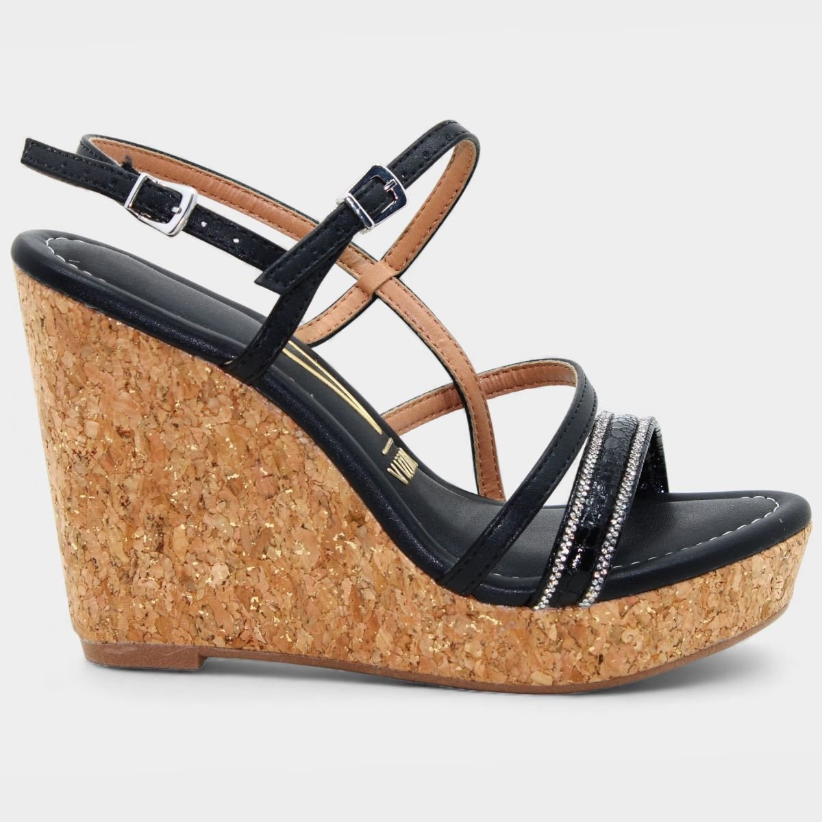 Sandália Anabela Vizzano Strass Feminina - Preto Preto 2