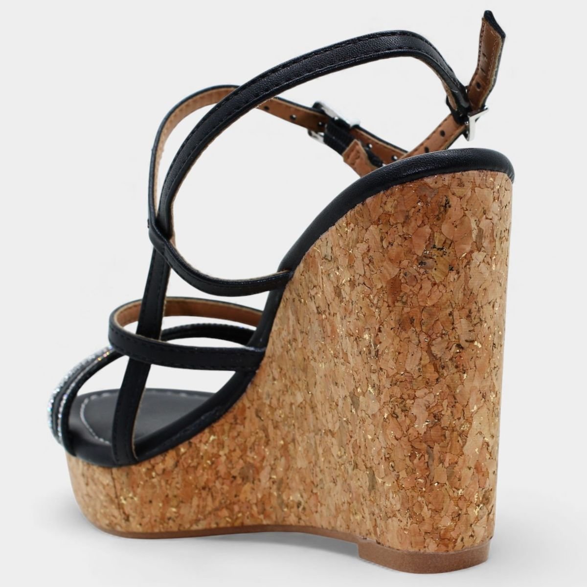 Sandália Anabela Vizzano Strass Feminina - Preto Preto 4