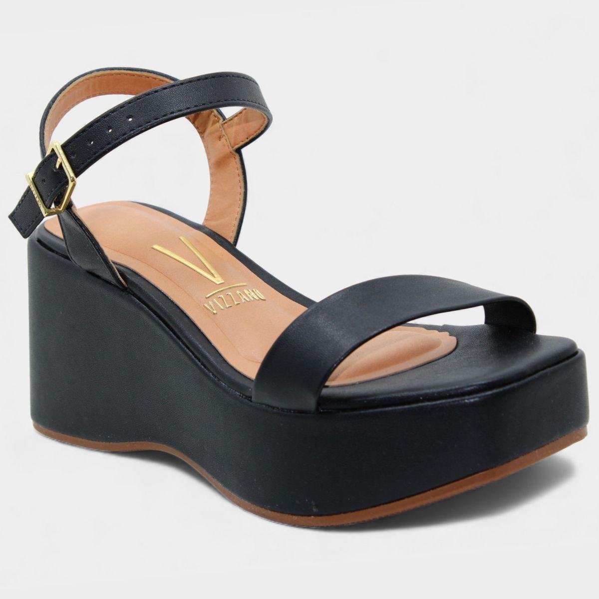 Tamanco Vizzano Plataforma Tira Única Feminino - Preto