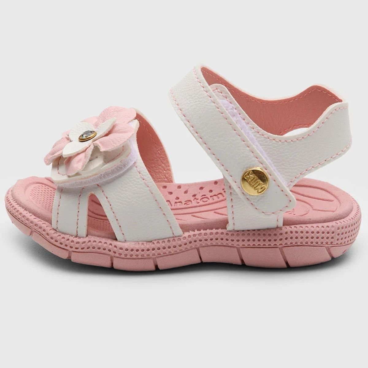 Sandália Infantil Klin Tic Tac Menina - Rosa e Branco Branco 2