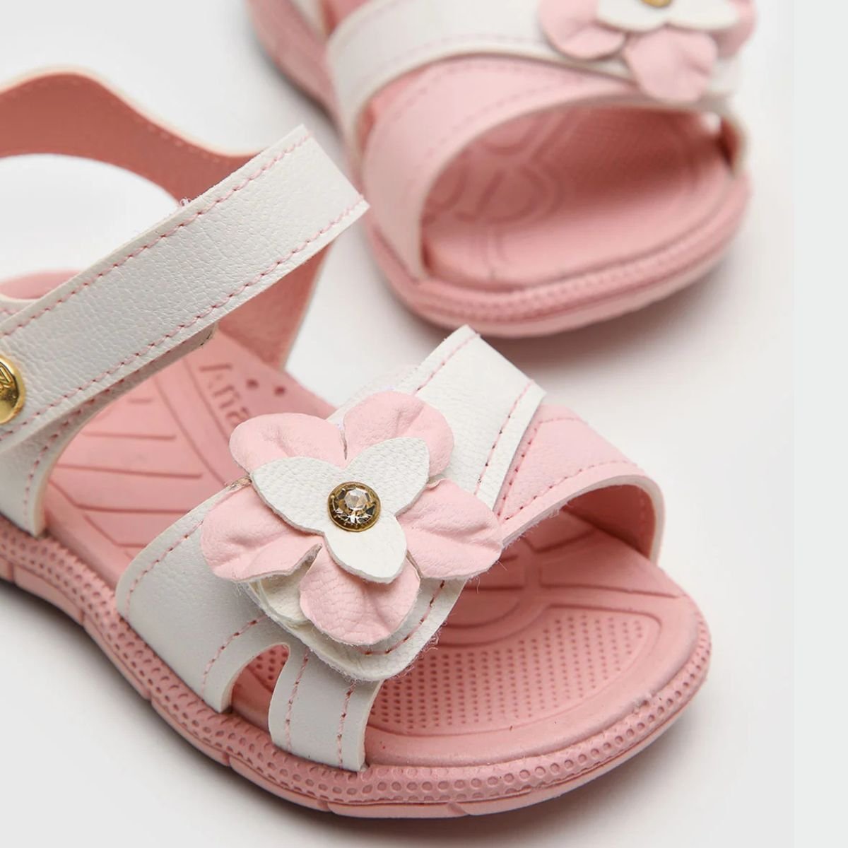 Sandália Infantil Klin Tic Tac Menina - Rosa e Branco Branco 3