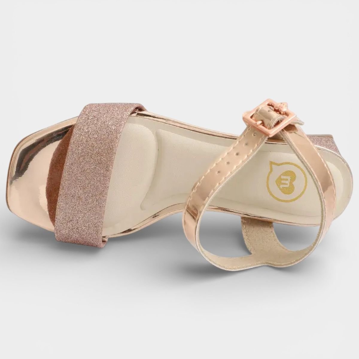 Sandália Infantil Molekinha Glitter Metalizada Salto Bloco - Rosa Rosé 3