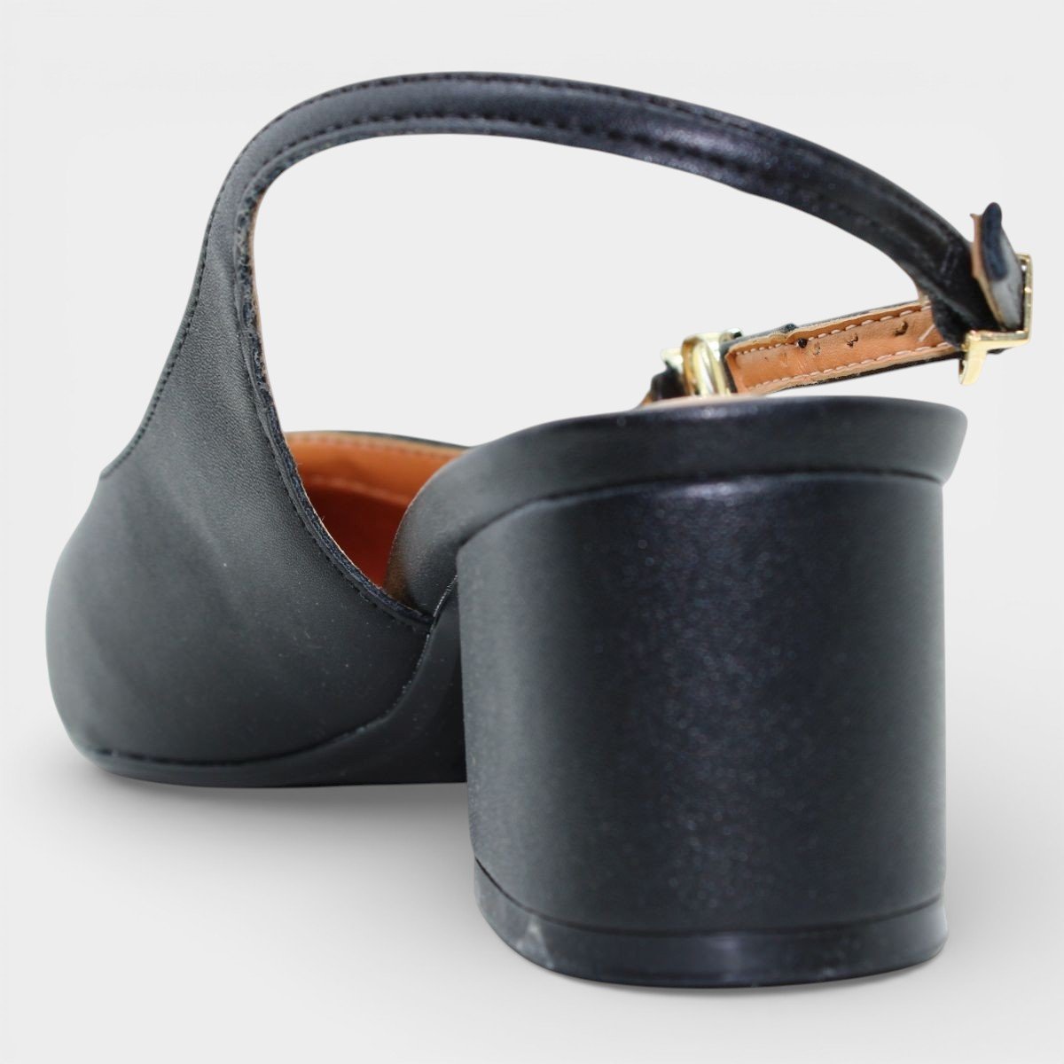Scarpin Vizzano Slingback Salto Bloco Detalhe - Preto Preto 4