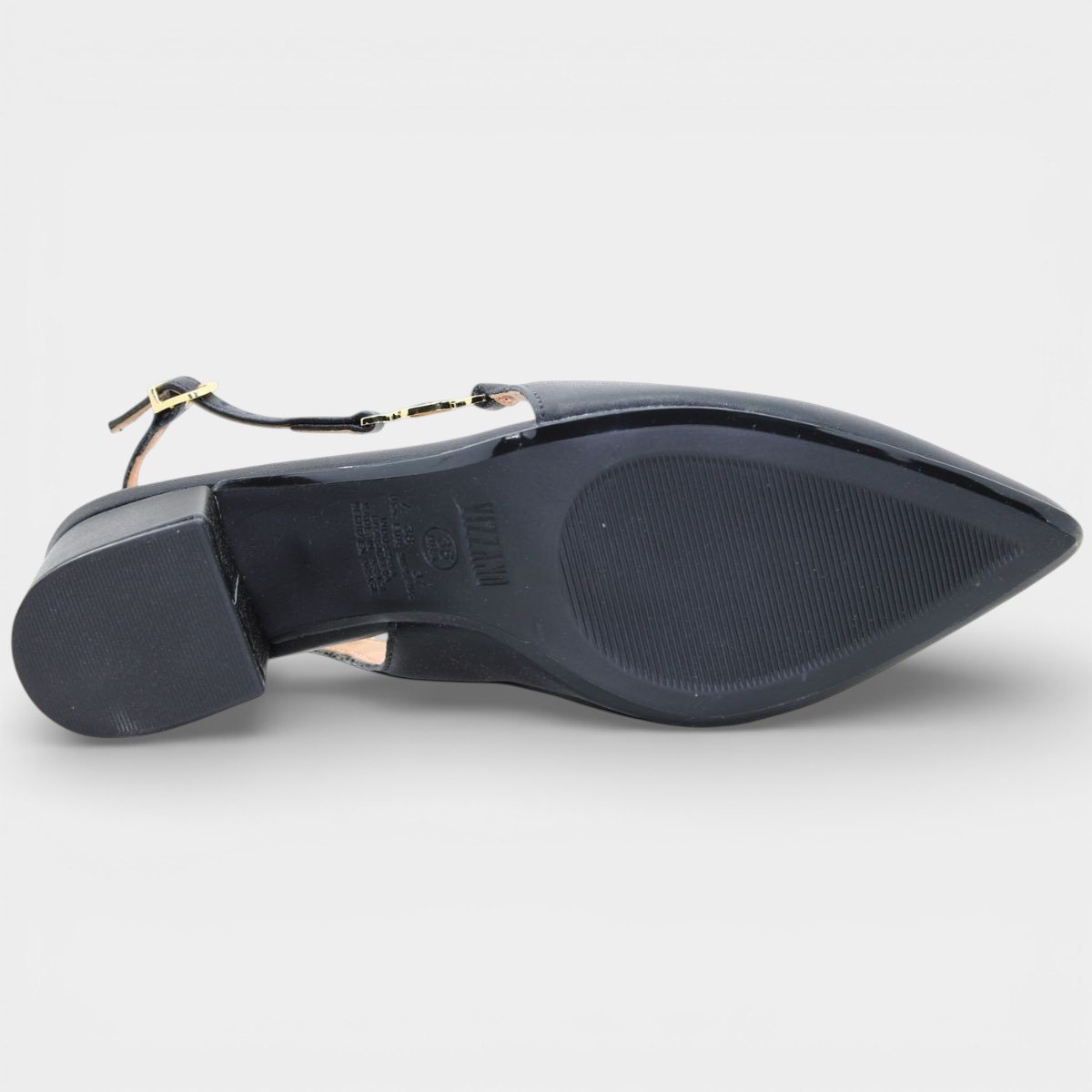 Scarpin Vizzano Slingback Salto Bloco Detalhe - Preto Preto 5