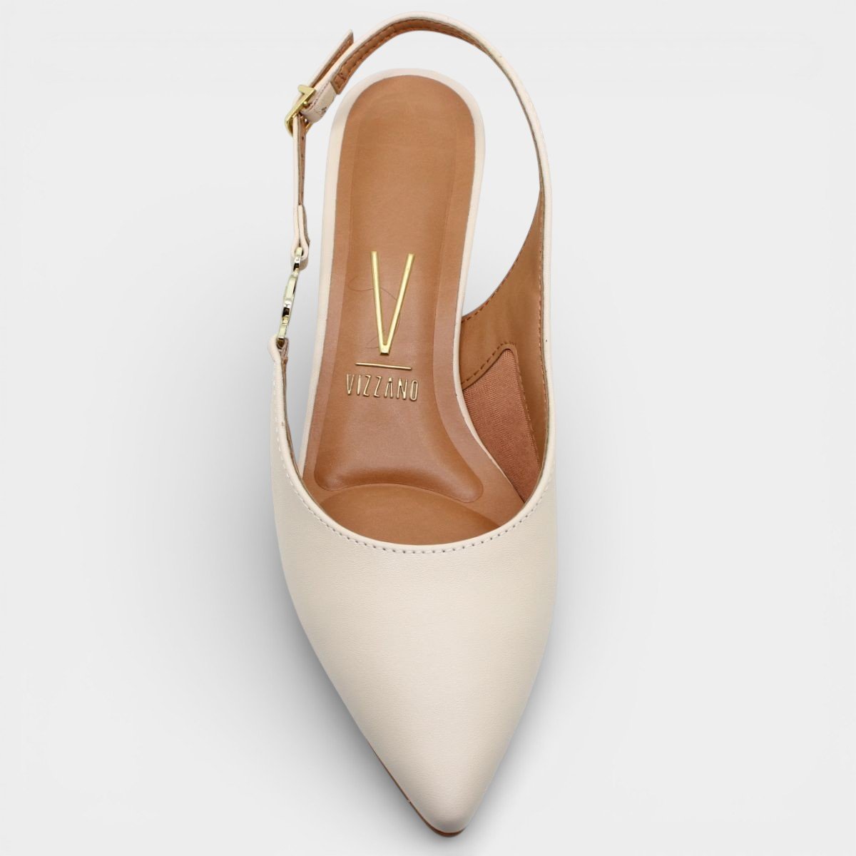Scarpin Vizzano Slingback Salto Bloco Detalhe - Creme Bege 3