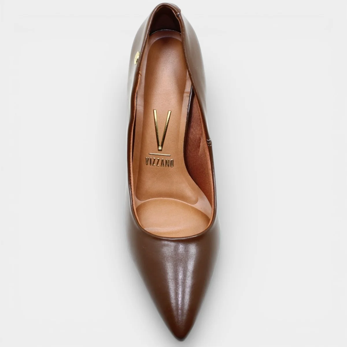 Scarpin Vizzano Salto Alto Bico Fino - Marrom Claro Marrom 3