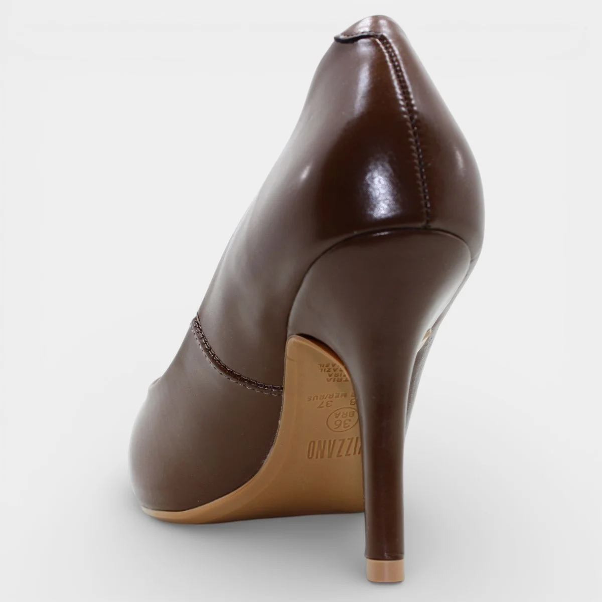Scarpin Vizzano Salto Alto Bico Fino - Marrom Claro Marrom 4