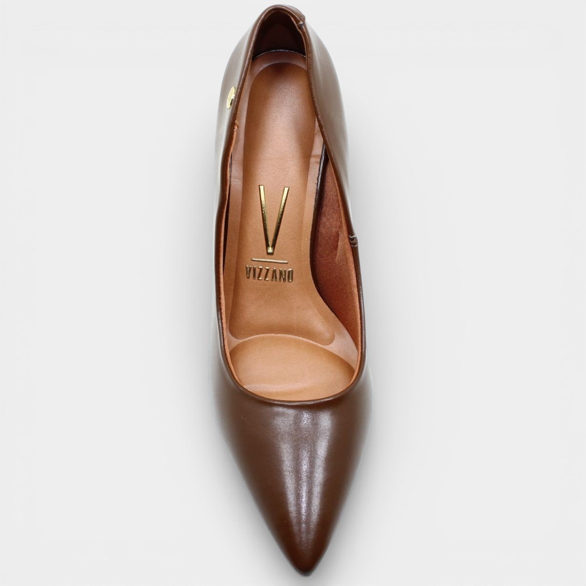 Scarpin Vizzano Salto Alto Bico Fino - Marrom Claro Marrom 3