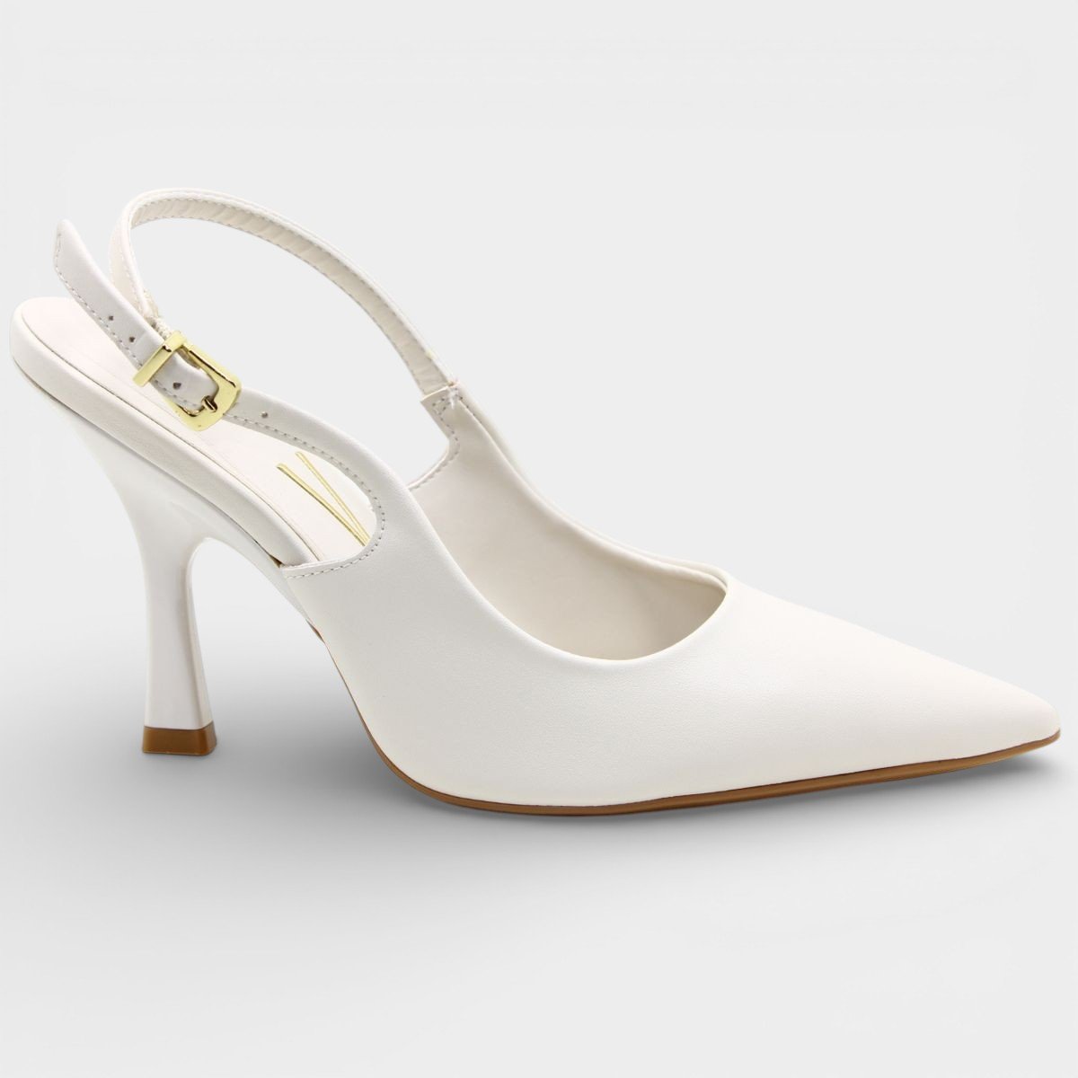 Scarpin Vizzano Salto Médio Aberta Feminino - Off White Branco 2