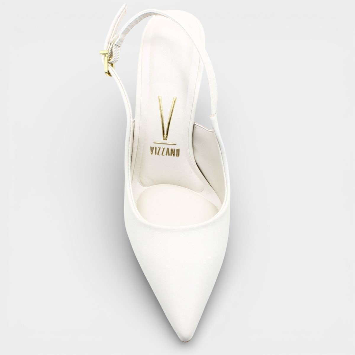 Scarpin Vizzano Salto Médio Aberta Feminino - Off White Branco 3