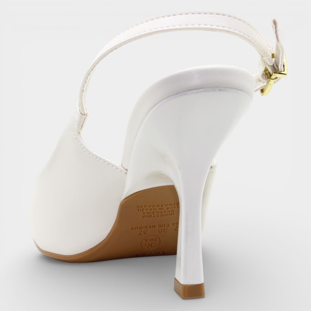 Scarpin Vizzano Salto Médio Aberta Feminino - Off White Branco 4
