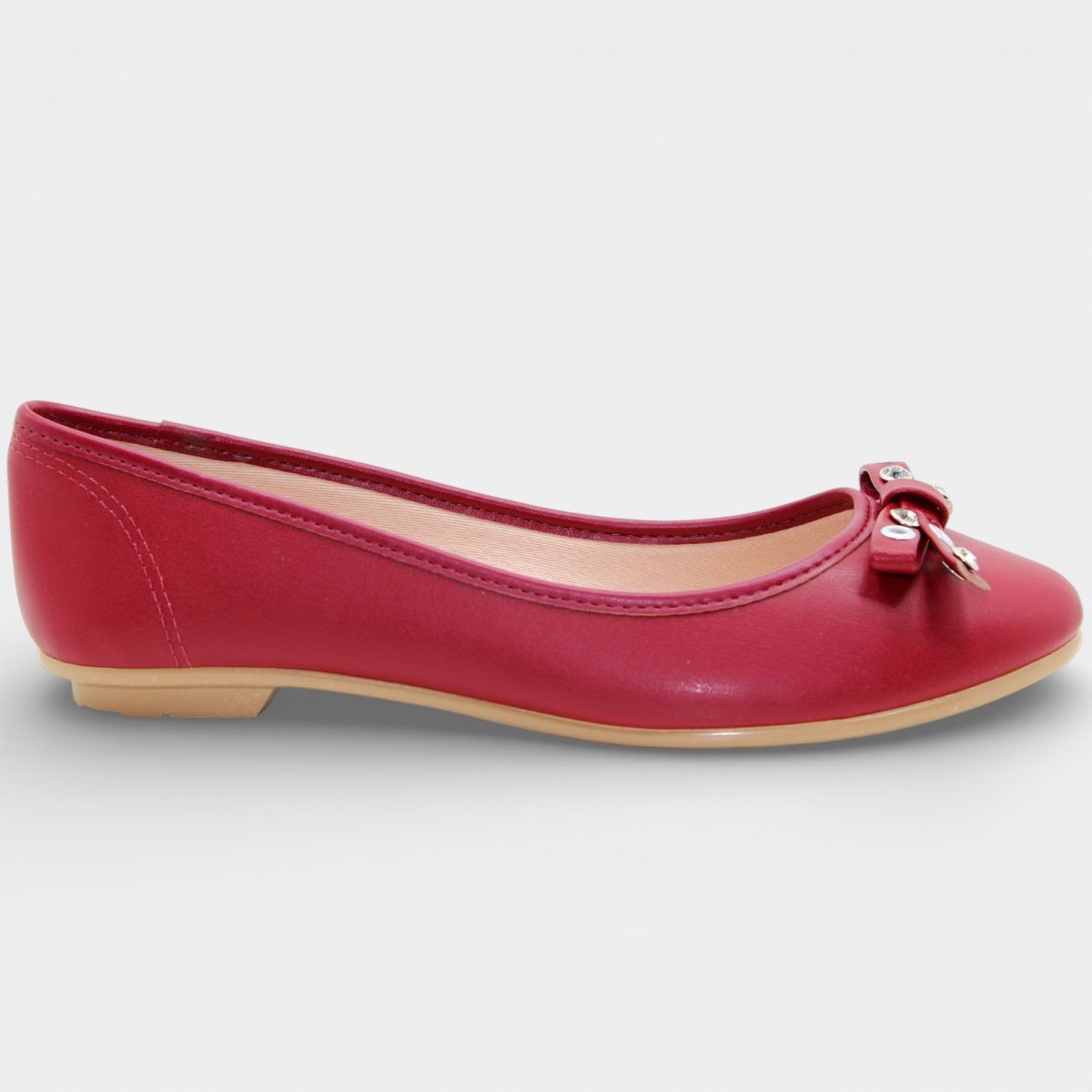 Sapatilha Moleca Bico Redondo Laço Ilhós Feminina - Vermelho Vermelho 2